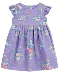 Oshkosh Baby Metallic Stripe Floral Print Dress Purple 18M