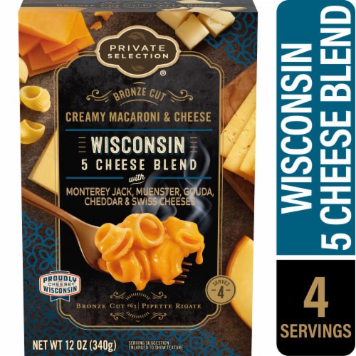 slide 1 of 5, Private Selection Macaroni & Cheese, Creamy, 5 Cheese Blend, Bronze Cut, Wisconsin, 12 oz