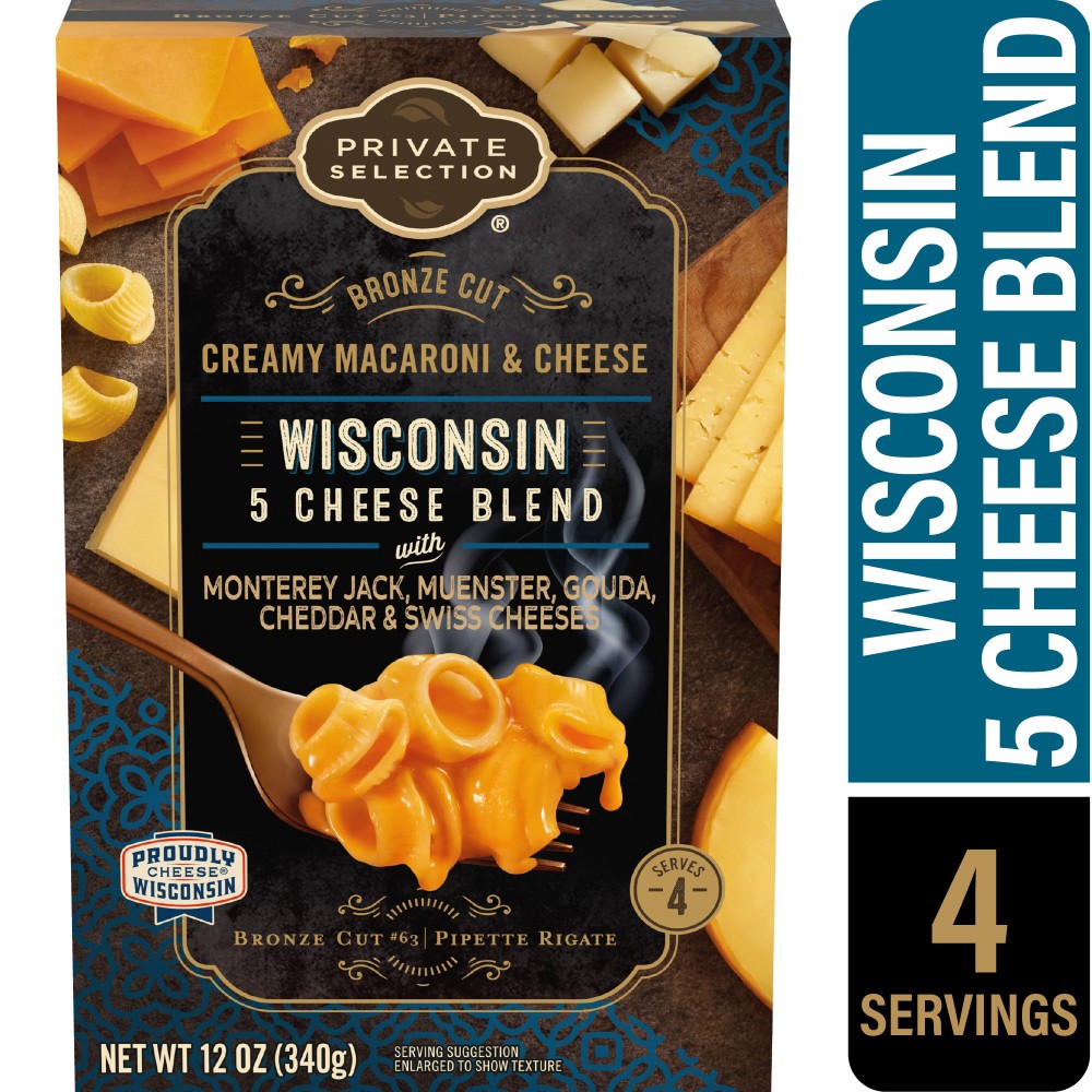 slide 1 of 5, Private Selection Macaroni & Cheese, Creamy, 5 Cheese Blend, Bronze Cut, Wisconsin, 12 oz