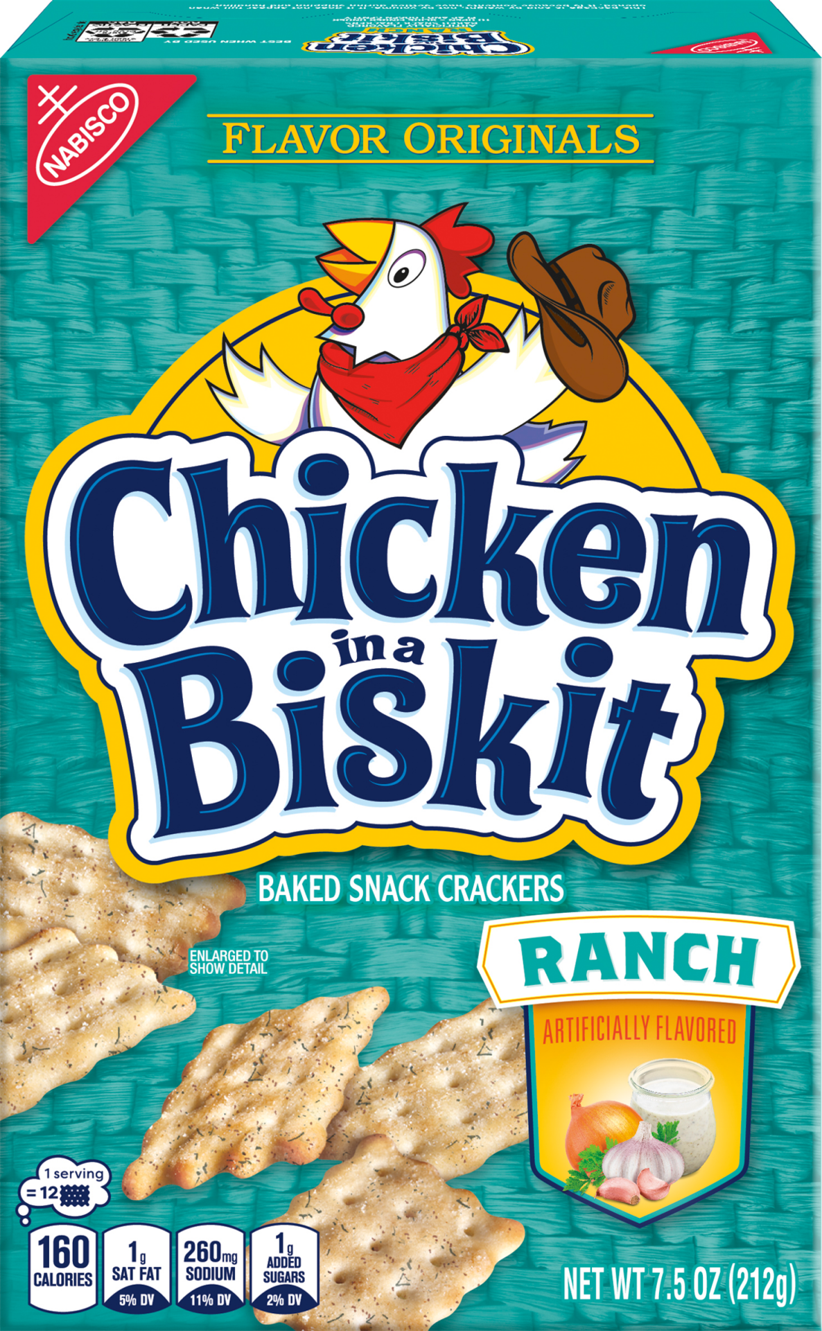 slide 1 of 1, Nabsicoisco Chicken In A Biskit Original Baked Snack Crackers Ranch Flavor, 7.5 oz