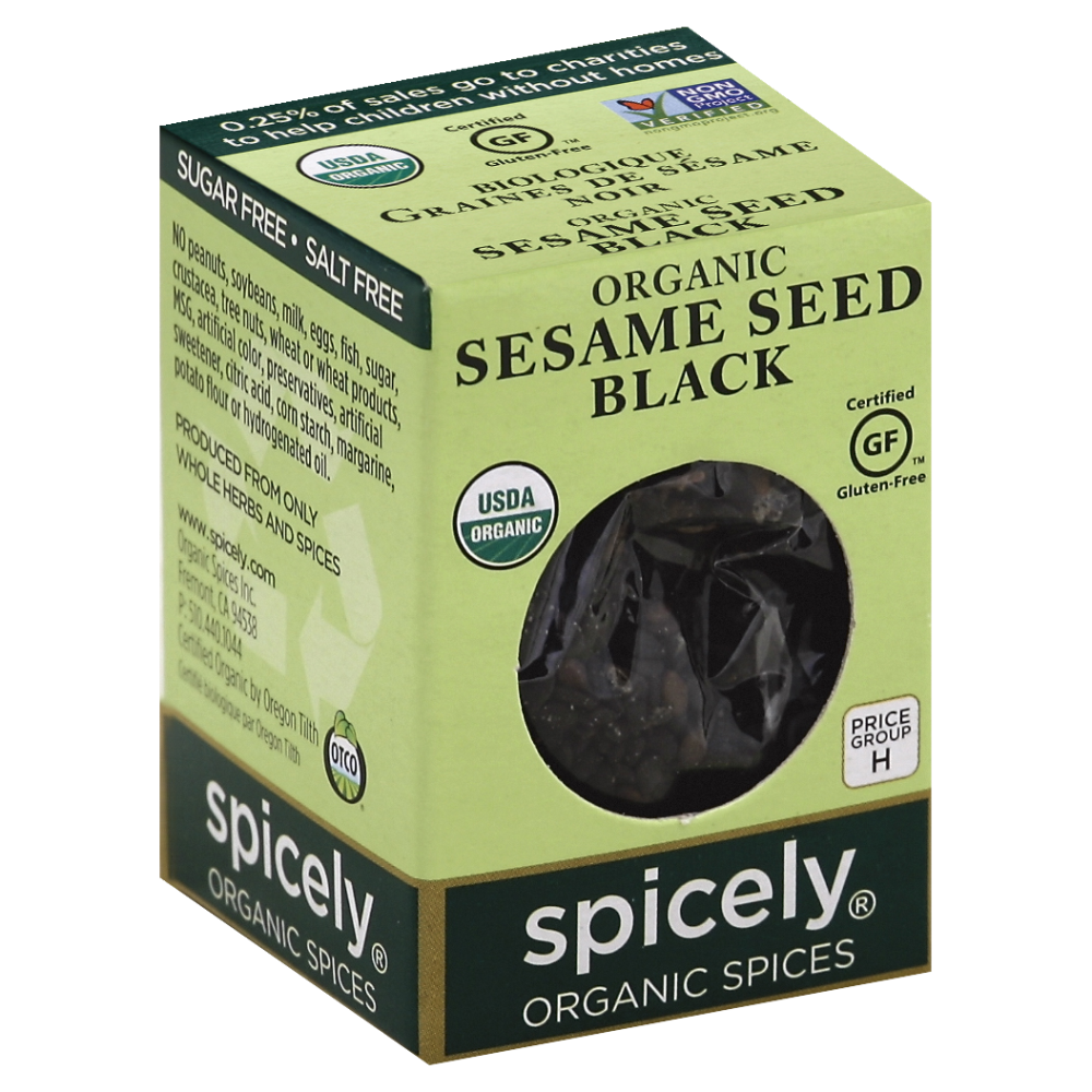 slide 1 of 1, Spicely Organic Spices Black Sesame Seeds, 0.45 oz