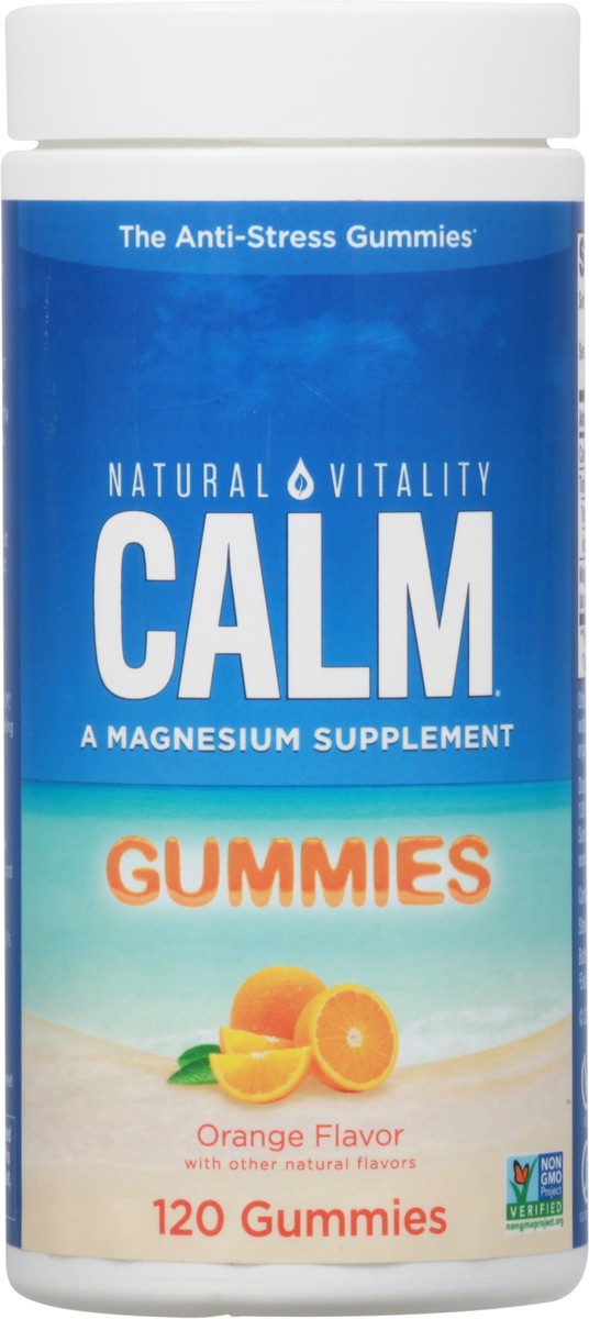slide 3 of 9, Natural Vitality CALM Orange Flavored Gummies Magnesium Supplement, 120 Count, 1 Bottle, 1 ct