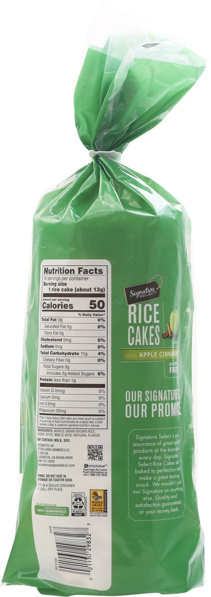 slide 4 of 9, Signature Select Apple Cinnamon Rice Cakes 6.52 oz, 6.52 oz