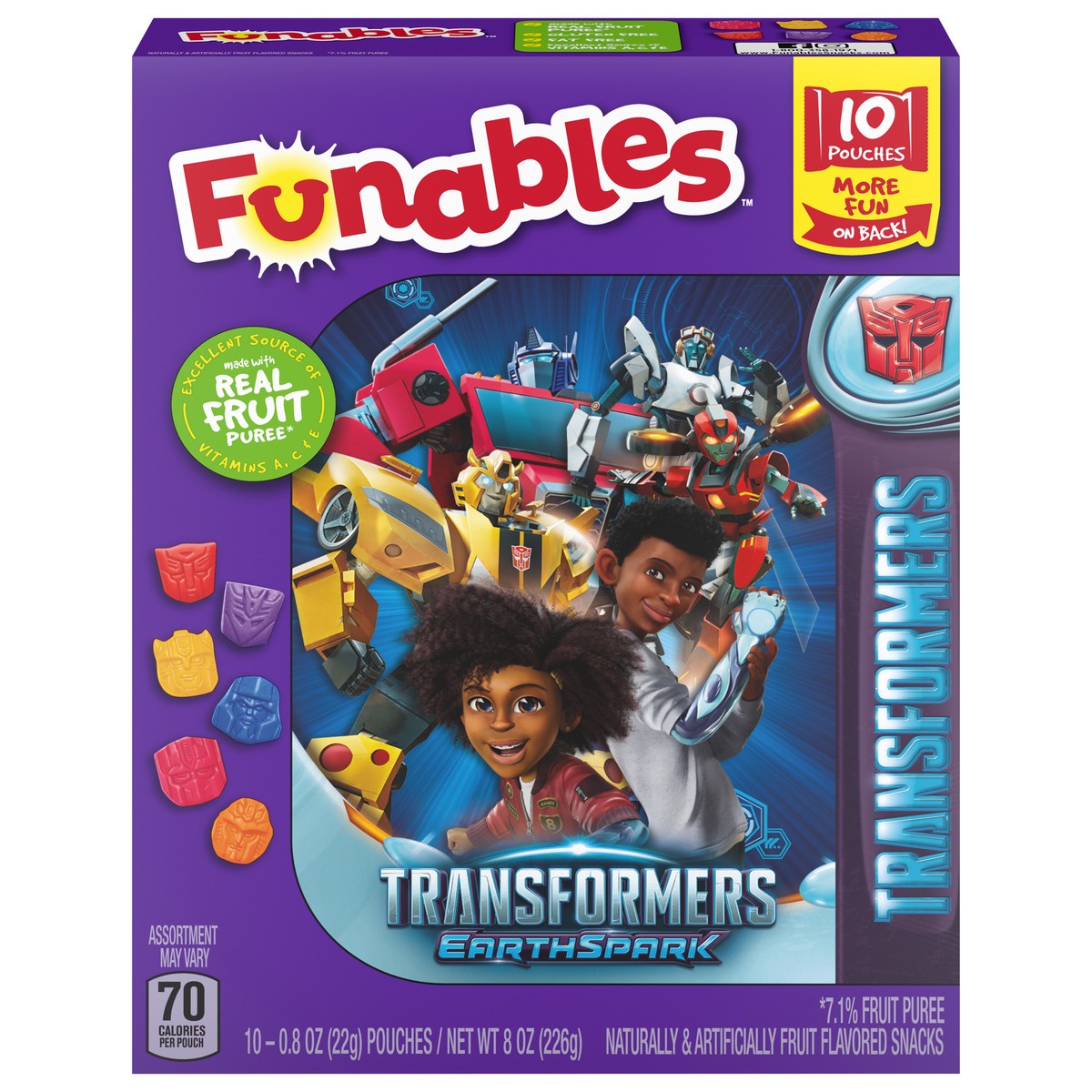 slide 1 of 13, Funables Transformers Earthspark Fruit Flavored Snacks 10 - 0.8 oz Pouches 156938, 10 ct