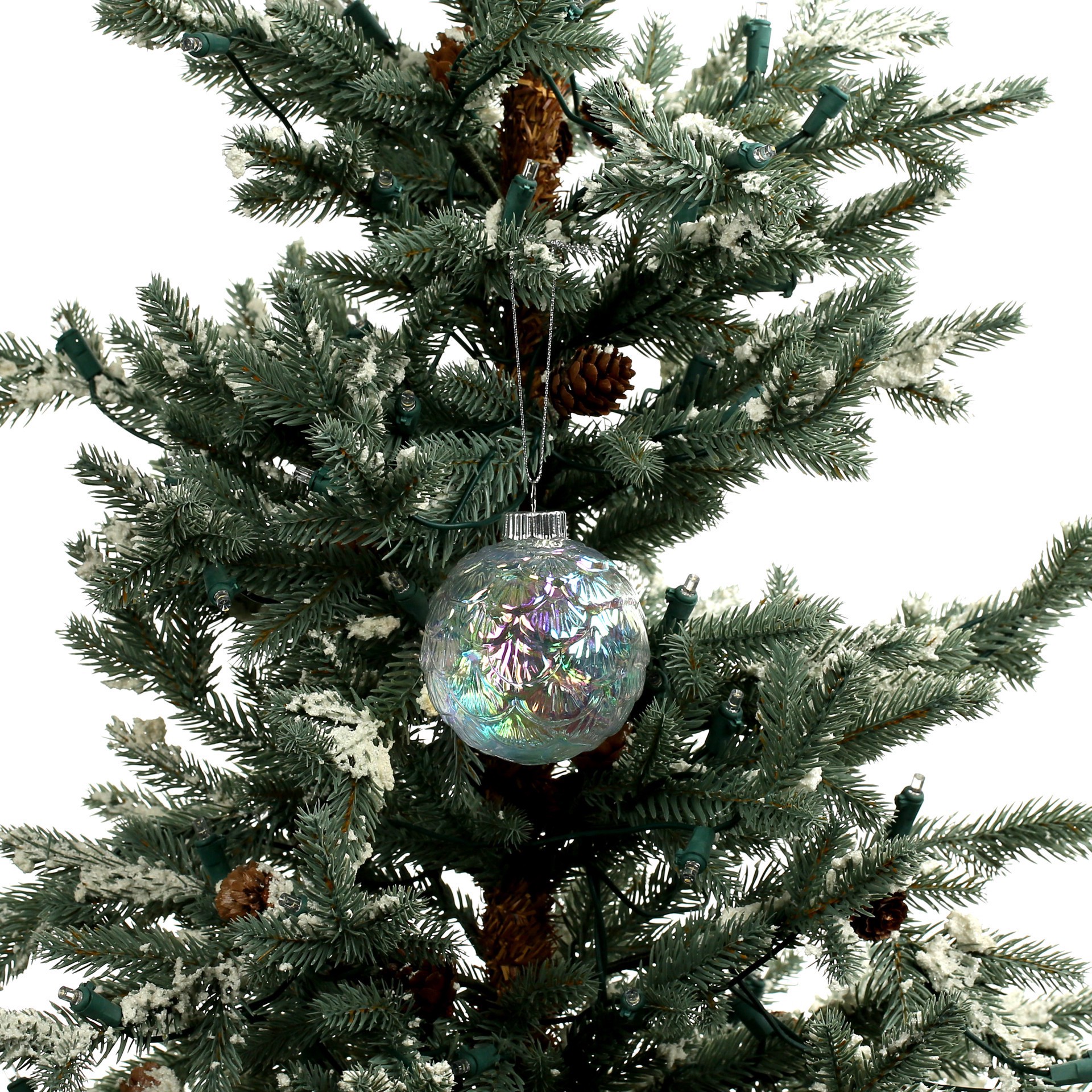 slide 2 of 2, 3.25" Iridescent Clear Diy Plastic Scalloped Ball Ornament By Make Market, 3.15 in x 3.15 in x 3.5 in