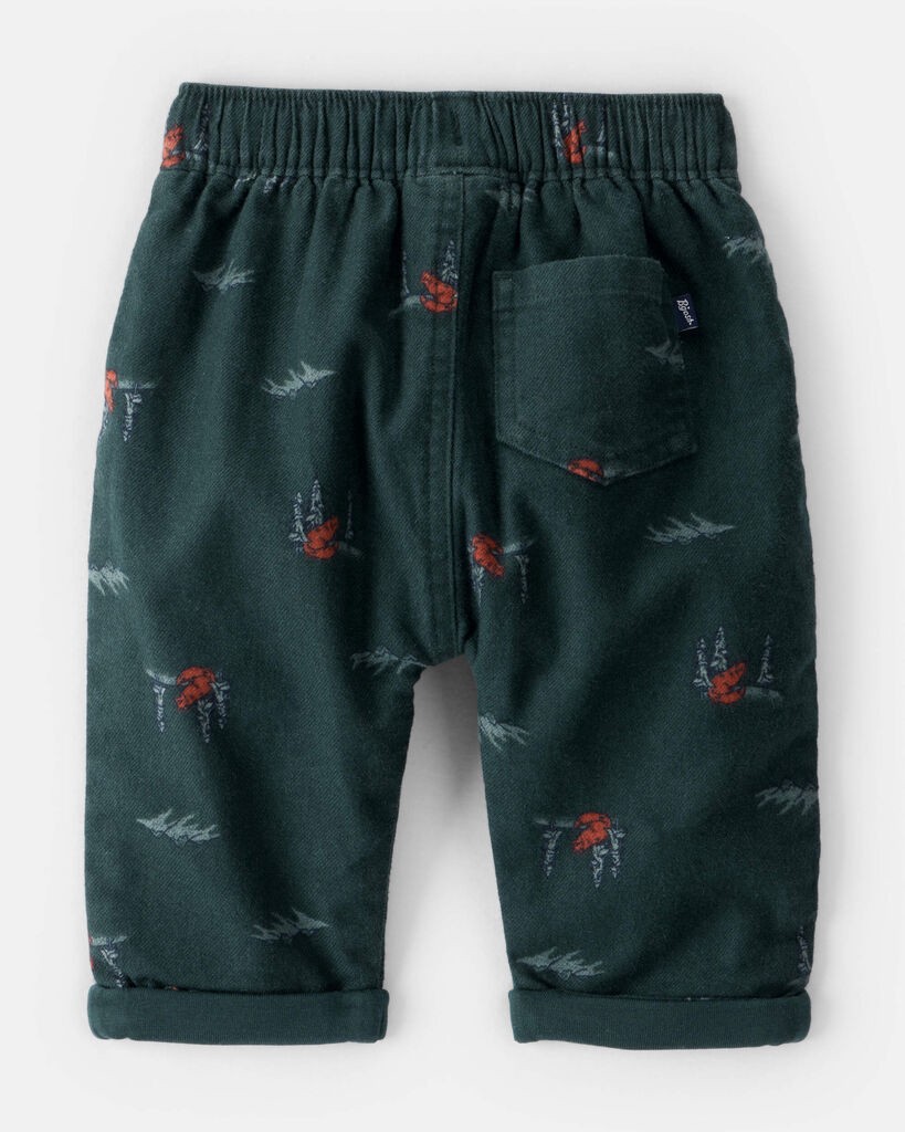 slide 3 of 3, Oshkosh Baby Boy Woodland Fox Print Drawstring Pants - Green Green 9M, 1 ct