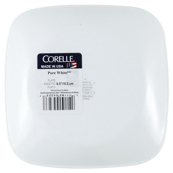 slide 8 of 9, Corelle Rounded Square Plate Pure White, 6.5 in