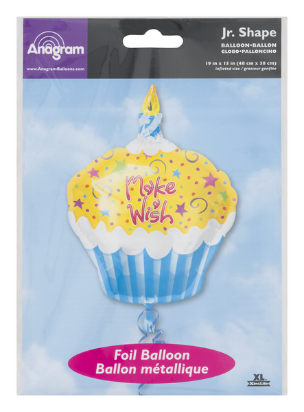 slide 1 of 1, U.S. Balloon Mylar Balloon - Make A Wish Cupcake, 1 ct