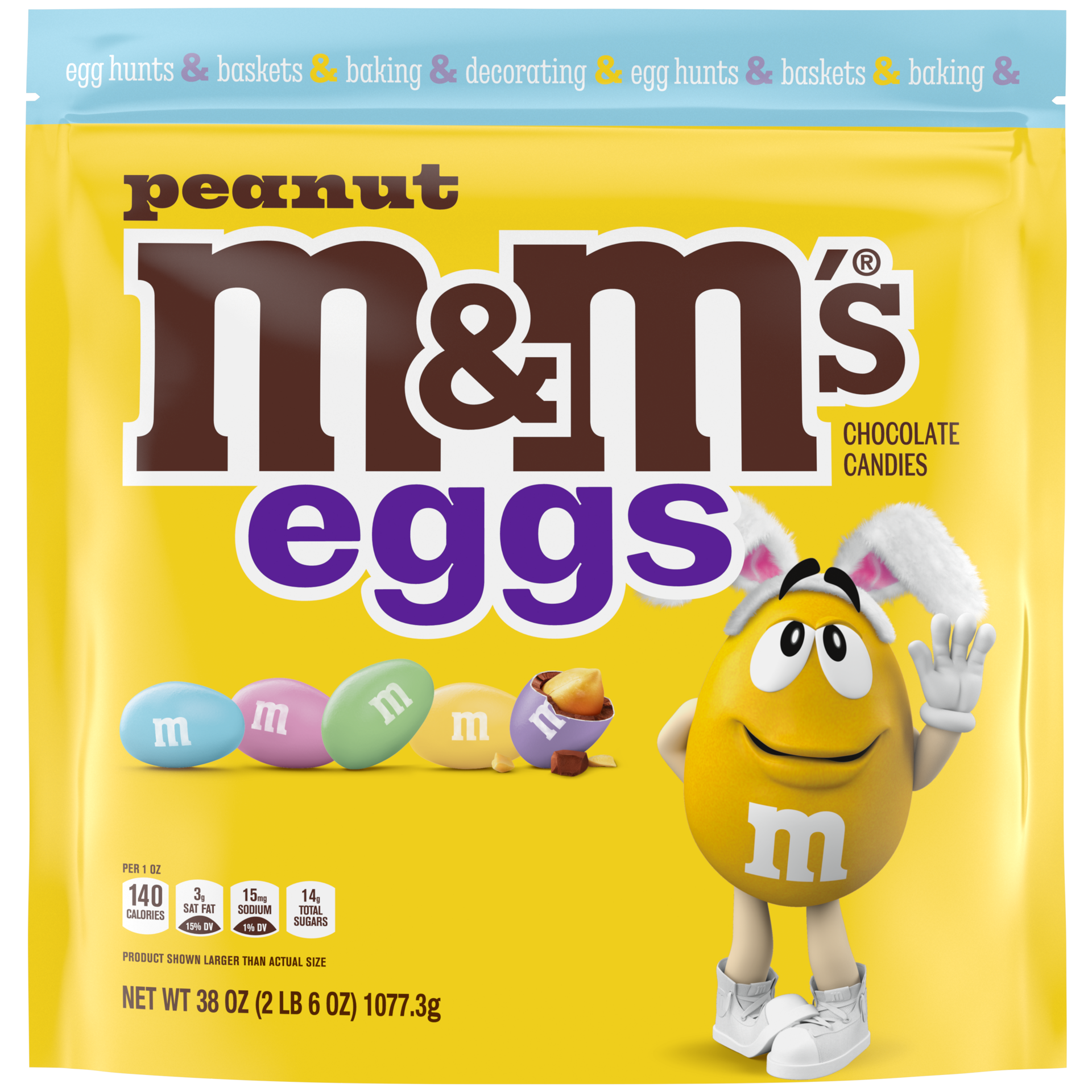 slide 1 of 5, M&M's M&M''S Peanut Milk Chocolate Assorted Pastel Easter Candy Bulk, Party Size- 38 oz, 38 oz