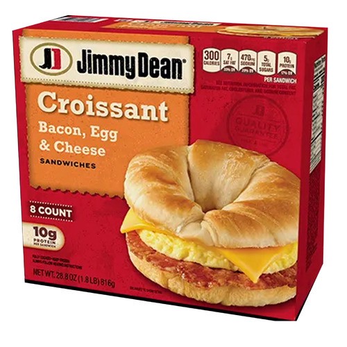 slide 1 of 1, Jimmy Dean® frozen bacon, egg & cheese croissant sandwiches, 28.8 oz