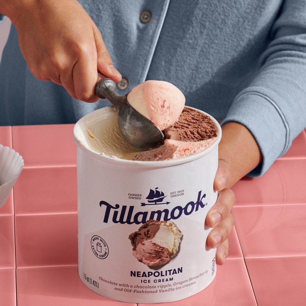 slide 17 of 31, Tillamook Neapolitan Ice Cream, 48fl-oz, 855 g