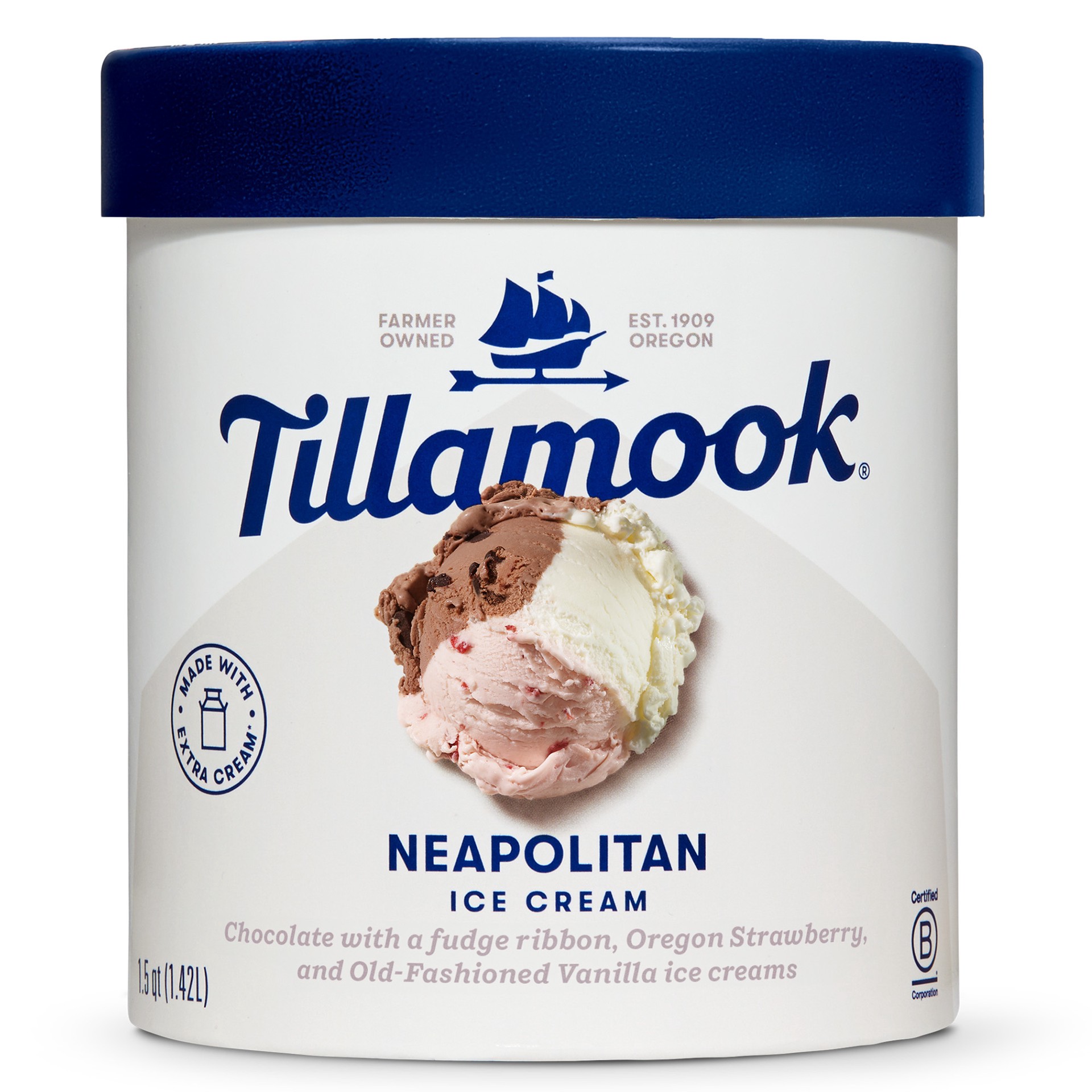 slide 1 of 31, Tillamook Neapolitan Ice Cream, 48fl-oz, 855 g