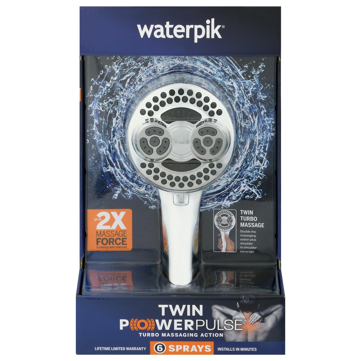 Waterpik 6Spray Twin Turbo PowerPulse Massage Handheld Showerhead