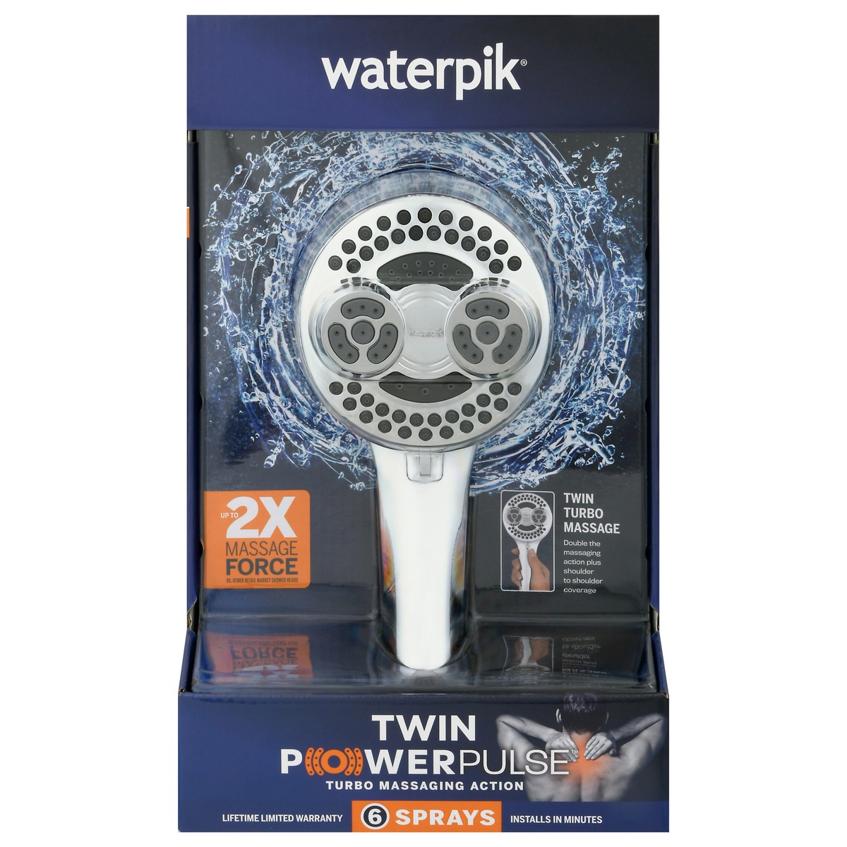 slide 1 of 11, Waterpik Twin Powerpulse 6 Sprays Shower Head 1 ea, 1 ea