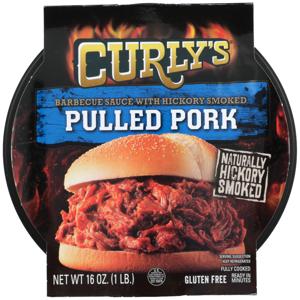 slide 1 of 2, Curlys Pulled Pork Bbq, 16 oz