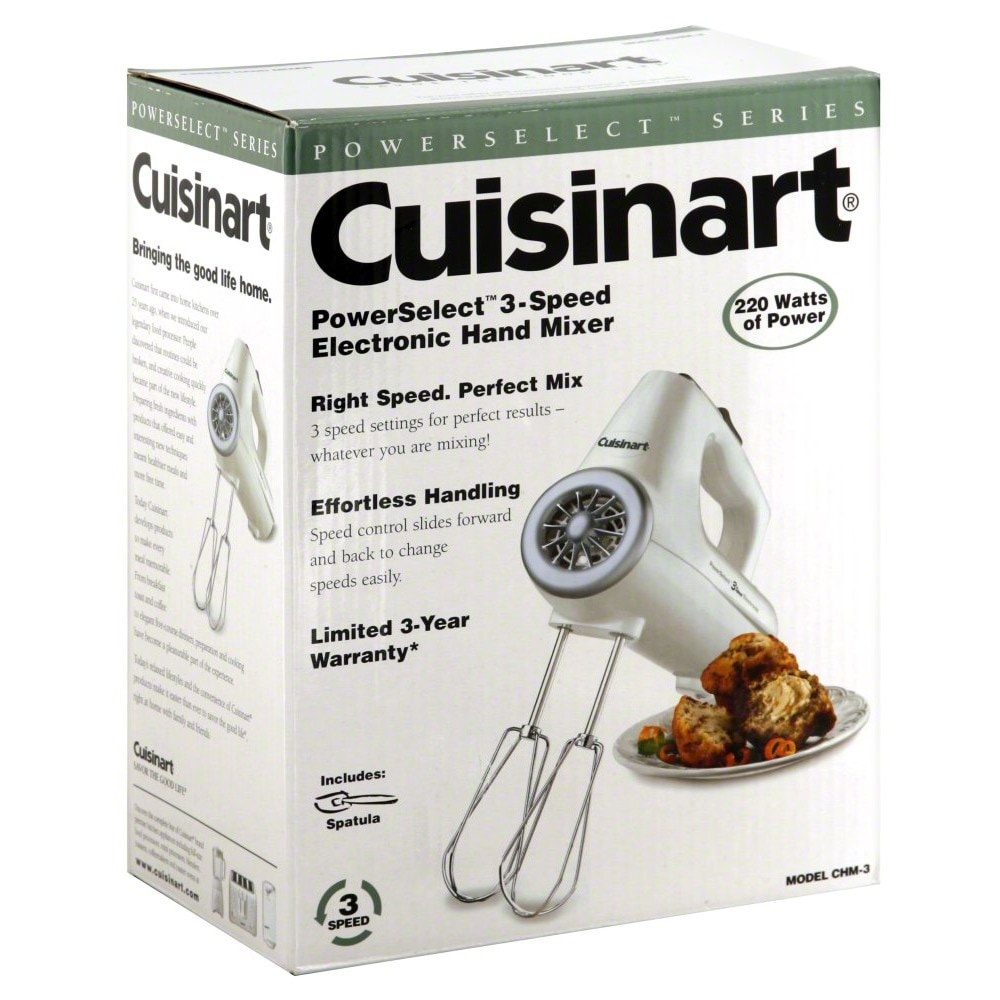slide 1 of 1, Cuisinart Powerselect 3-Speed Electronic Hand Mixer - White, 8 in x 3.6 in x 5.6 in
