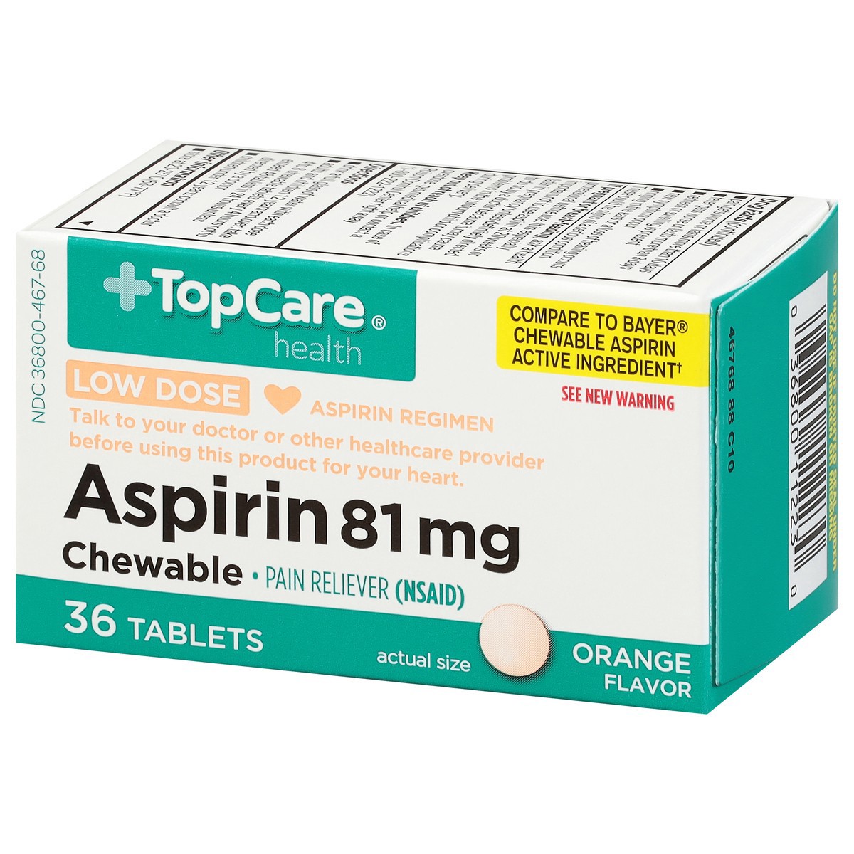 slide 10 of 15, TopCare Top Care Childrens Aspirin, 36 ct