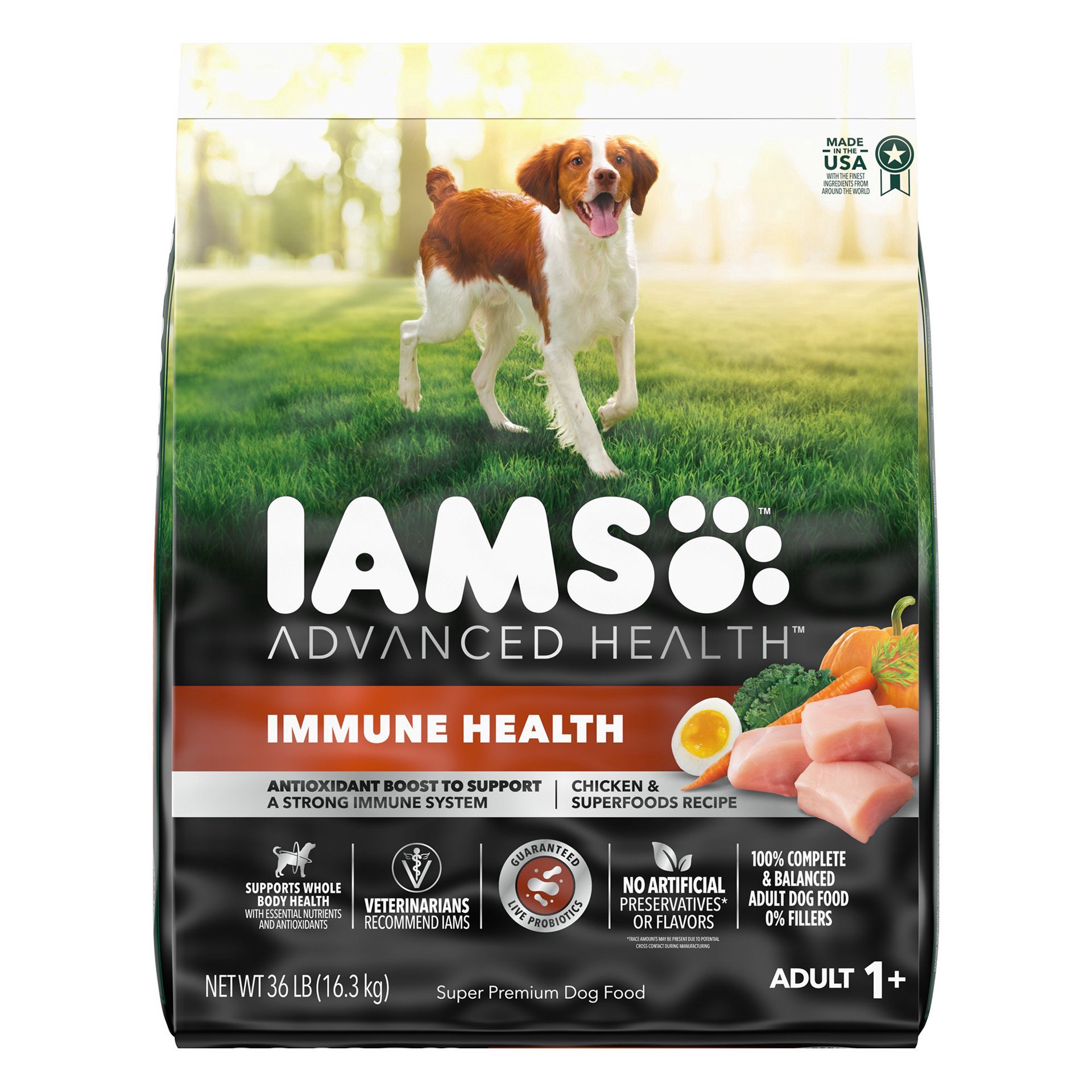 slide 1 of 1, IAMS Advanced Health Adult 1+ Super Premium Chicken & Superfoods Recipe Dog Food 36 lb, 36 lb