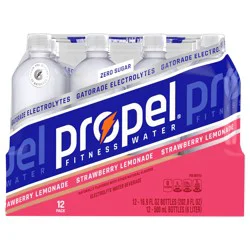 Propel Electrolyte Water Beverage, Zero Sugar, Strawberry Lemonade, 12 Pack