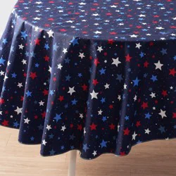 Meijer Corporate Seasonal Summer Peva Tablecloth, Star Splatter, 60 in Round