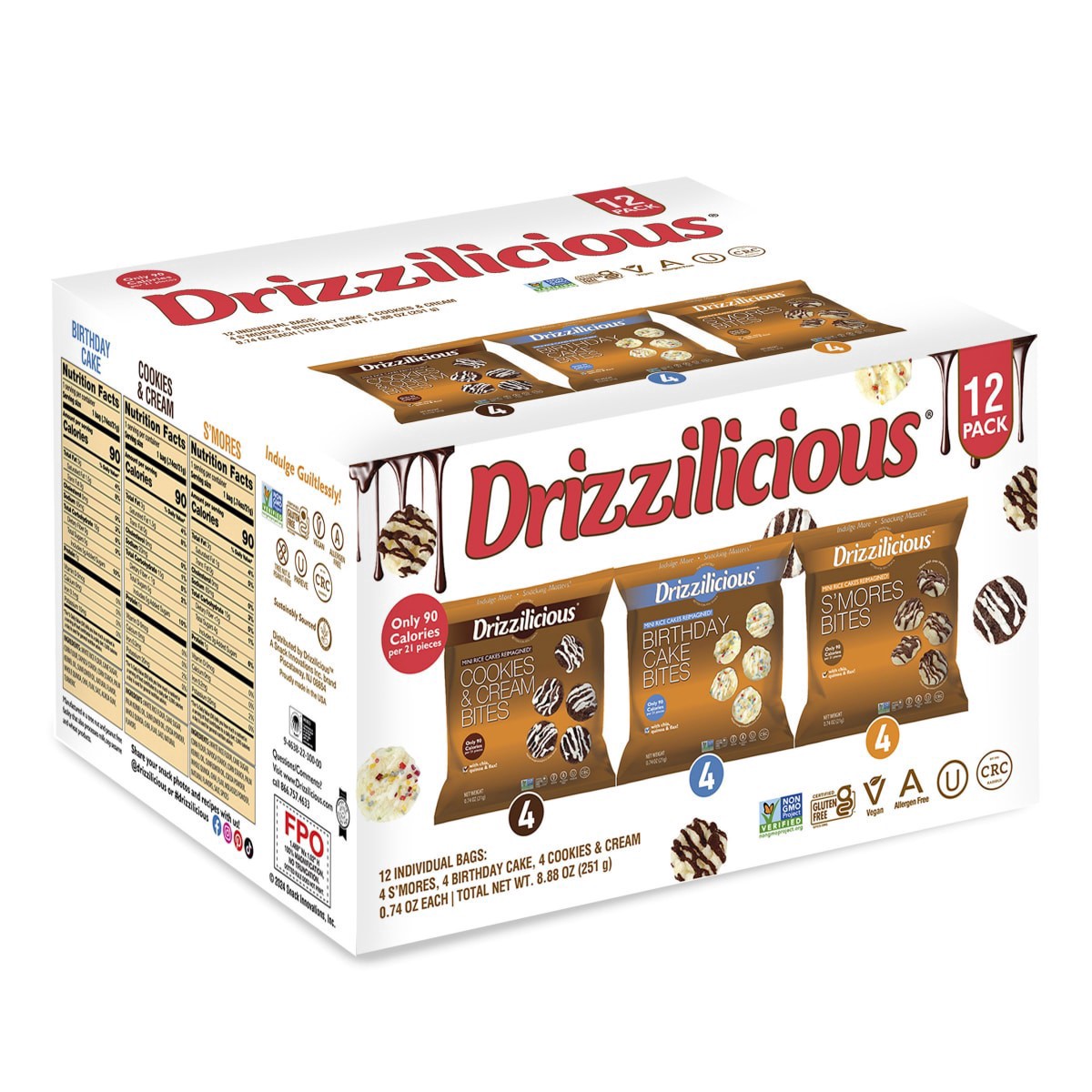 slide 8 of 9, Drizzilicious Variety Pack 12 count .74oz snack bags, 12 ct; 0.74 oz