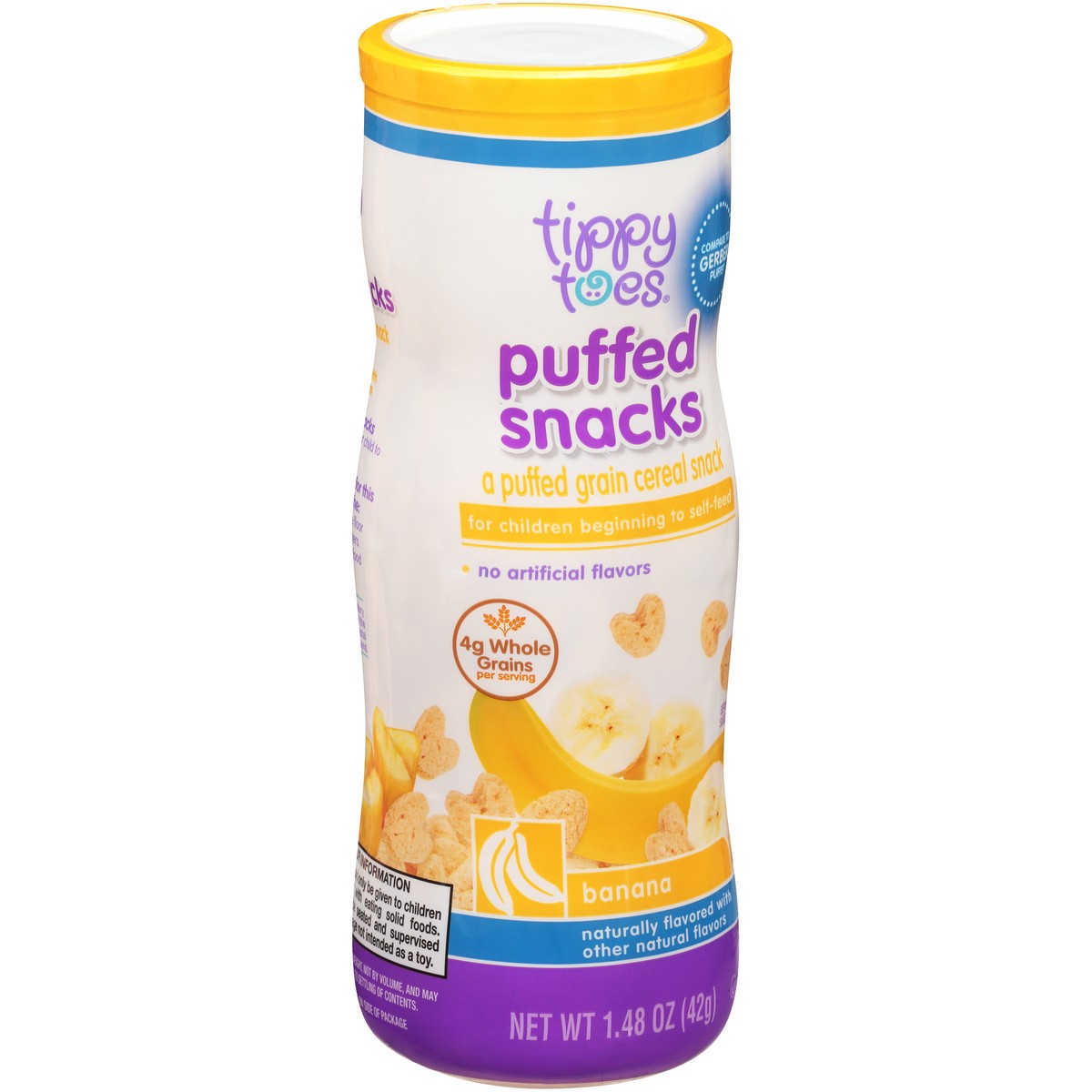 slide 9 of 12, Tippy Toes Banana Puffed Grain Cereal Snacks, 1.48 oz