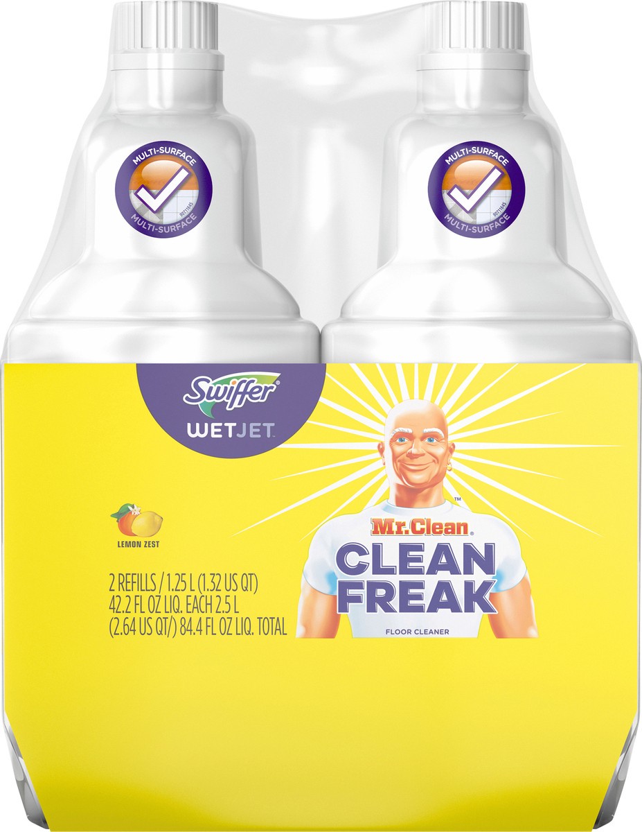 slide 3 of 3, Swiffer Wetjet With Lemon Liquid Floor Cleaner Refill Twin Pack, 2 ct; 42.2 fl oz