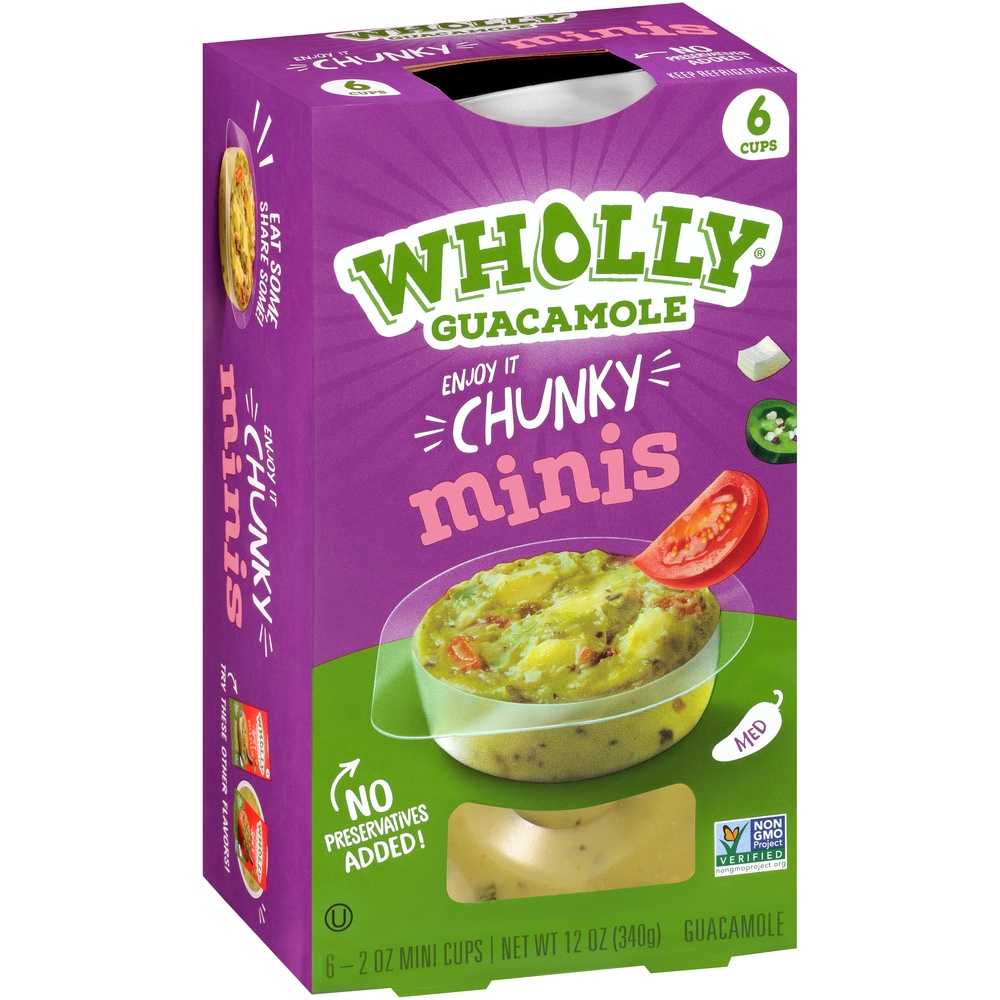 slide 2 of 8, Wholly Guacamole Spicy Homestyle Guacamole Minis, 6 ct; 2 oz