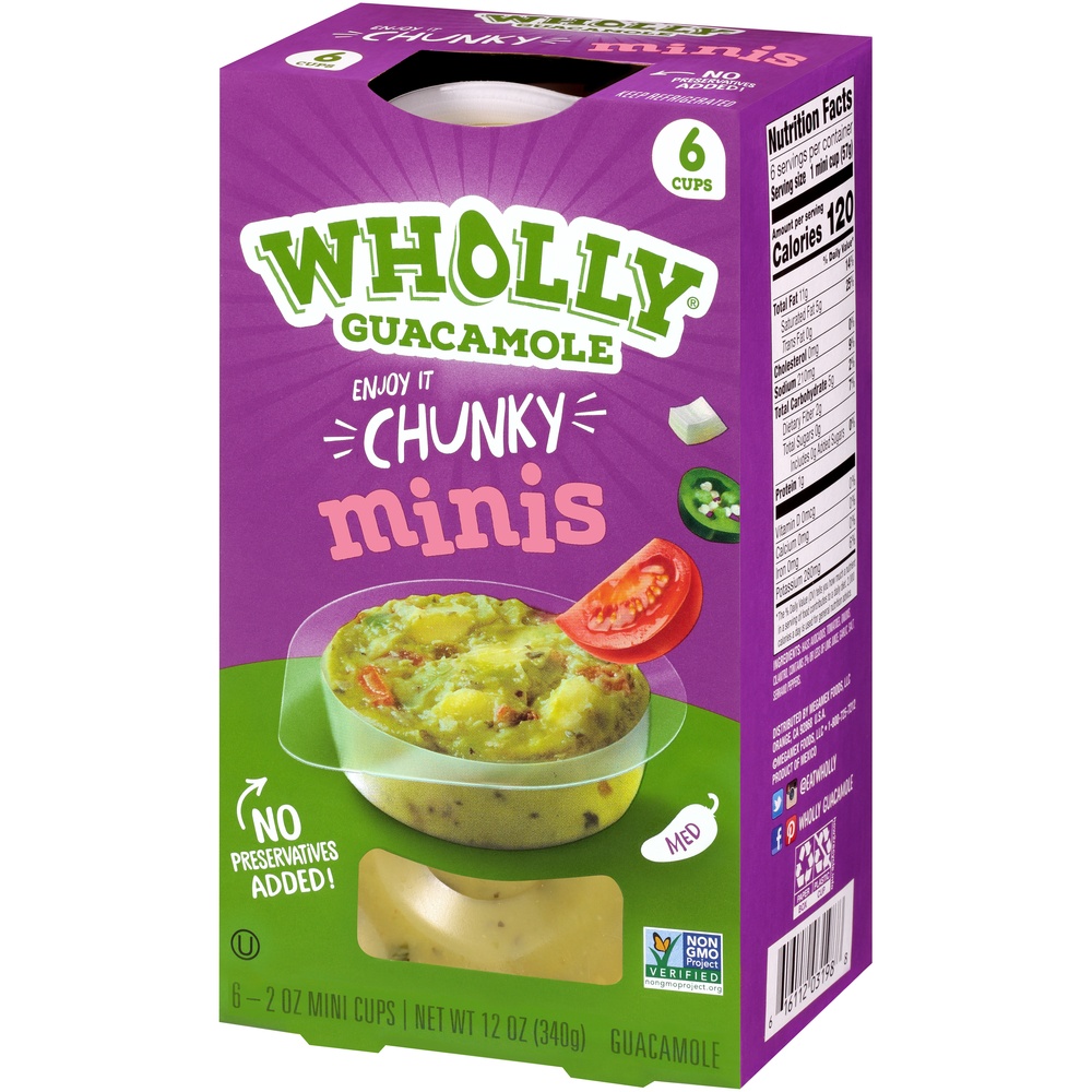 slide 3 of 8, Wholly Guacamole Spicy Homestyle Guacamole Minis, 6 ct; 2 oz