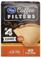 slide 1 of 1, Kroger Unbleached Cone Coffee Filters #4, 40 ct