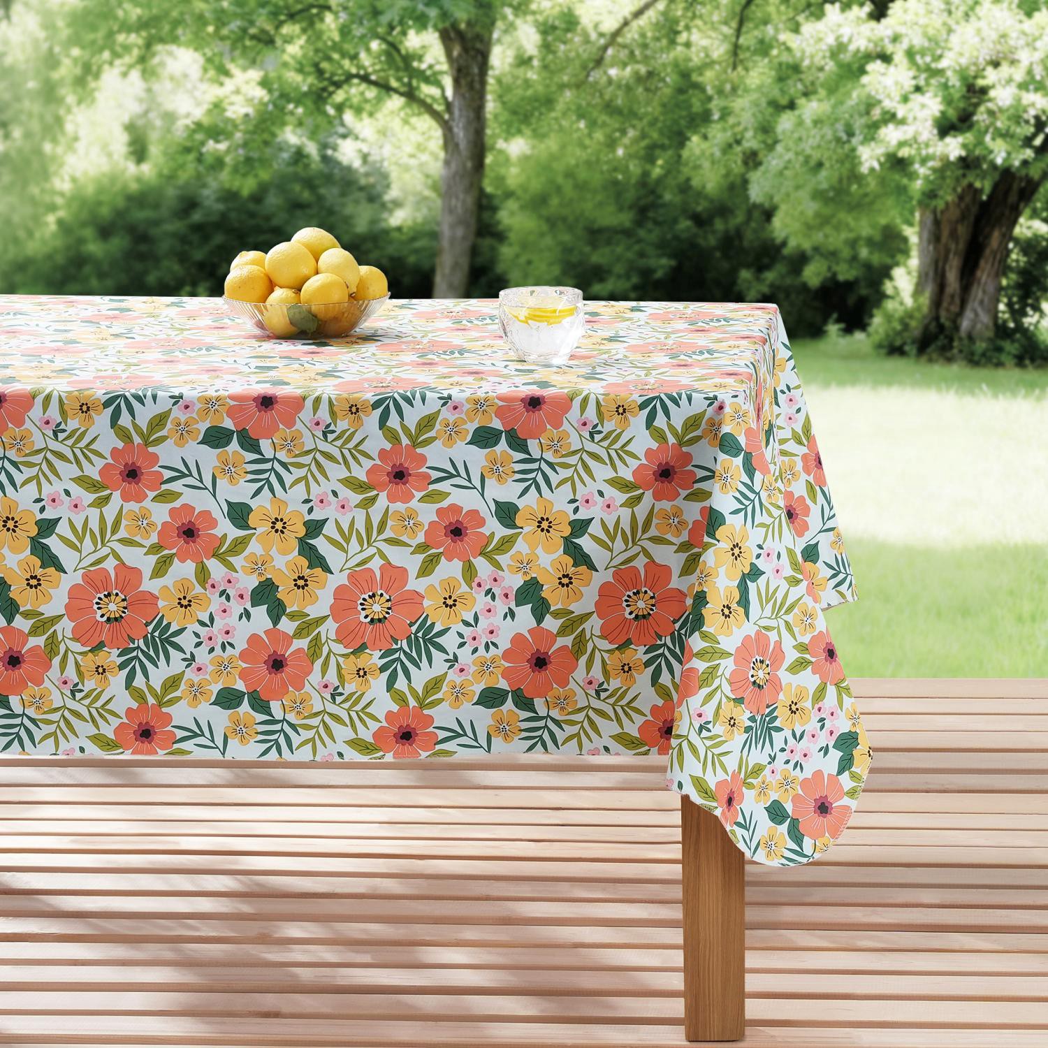 slide 1 of 4, Meijer Corporate Seasonal Summer Peva Tablecloth, Everyday Floral, 60 In X 84 In, 60 x 84