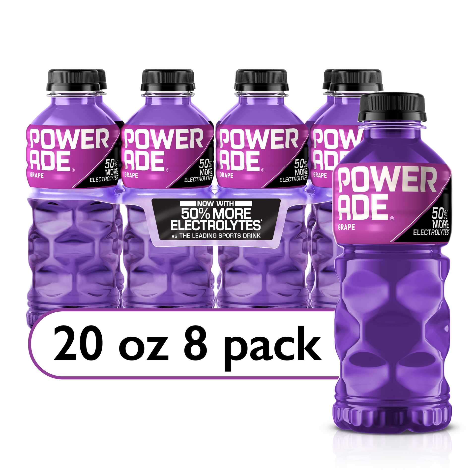 slide 1 of 9, POWERADE Grape Bottles, 20 fl oz, 8 Pack, 8 ct; 20 fl oz