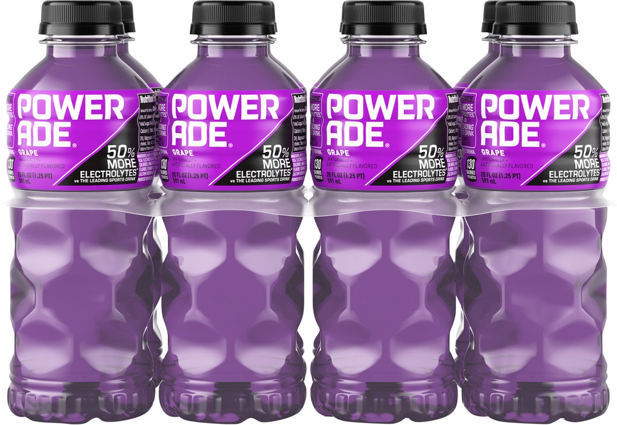 slide 7 of 9, POWERADE Grape Bottles, 20 fl oz, 8 Pack, 8 ct; 20 fl oz