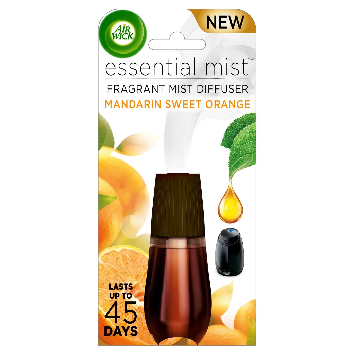 slide 1 of 7, Air Wick Essential Mist Mandarin & Sweet Orange Diffuser Refill, 0.67 fl oz