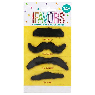 slide 1 of 1, Unique Mustaches 4 ea, 4 ct