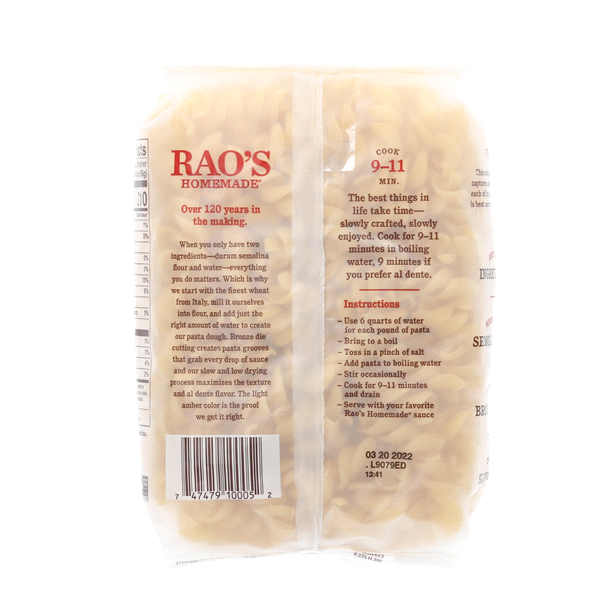 slide 13 of 13, Rao's Homemade Fusilli Pasta, 16oz, Traditionally Crafted, Premium Quality, From Durum Semolina Flour, Traditional Bronze Die Cut, Imported from Italy, 12 oz