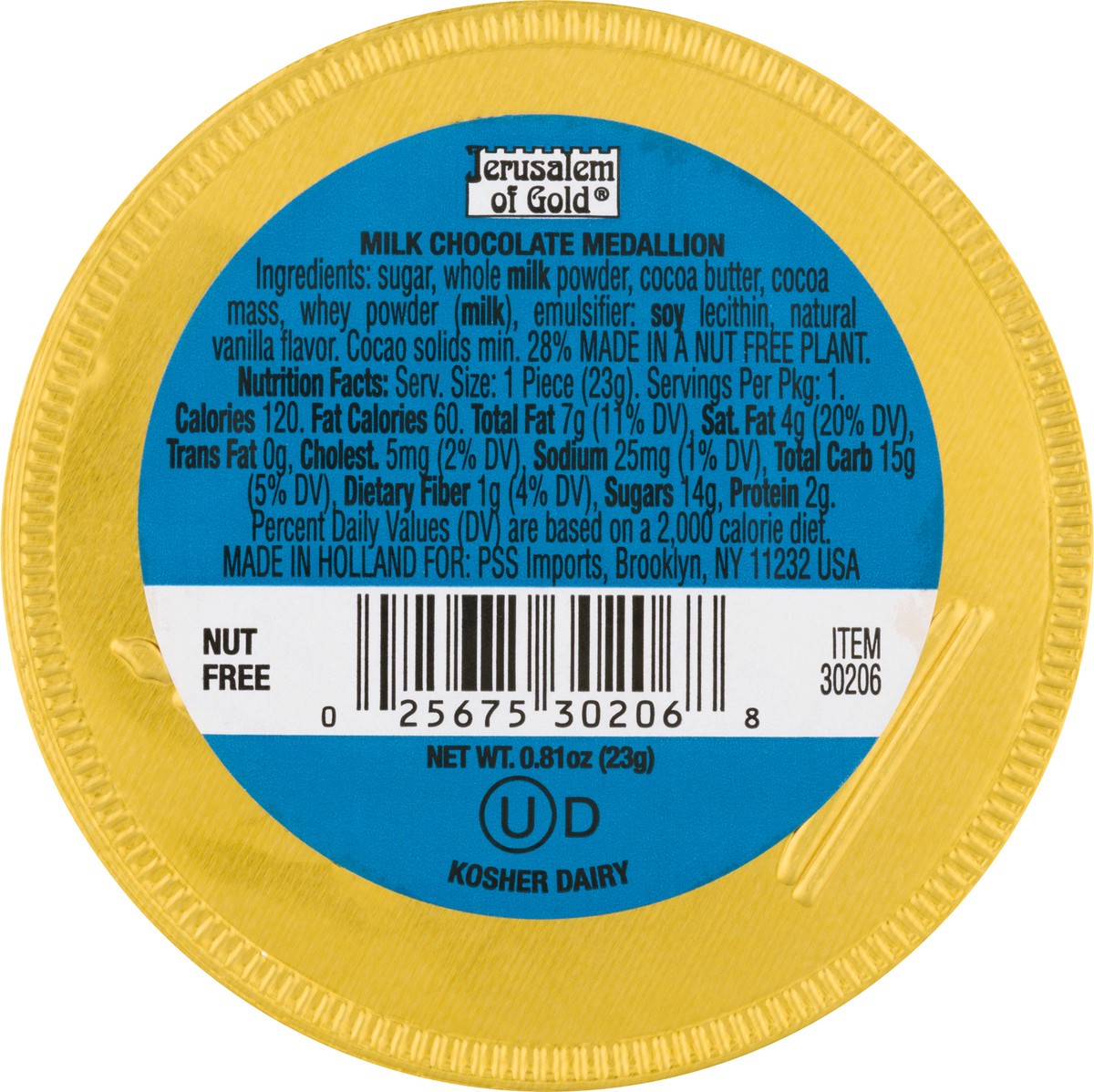 slide 5 of 9, Jerusalem of Gold Premium Medallion Milk Chocolate 0.81 oz, 0.81 oz