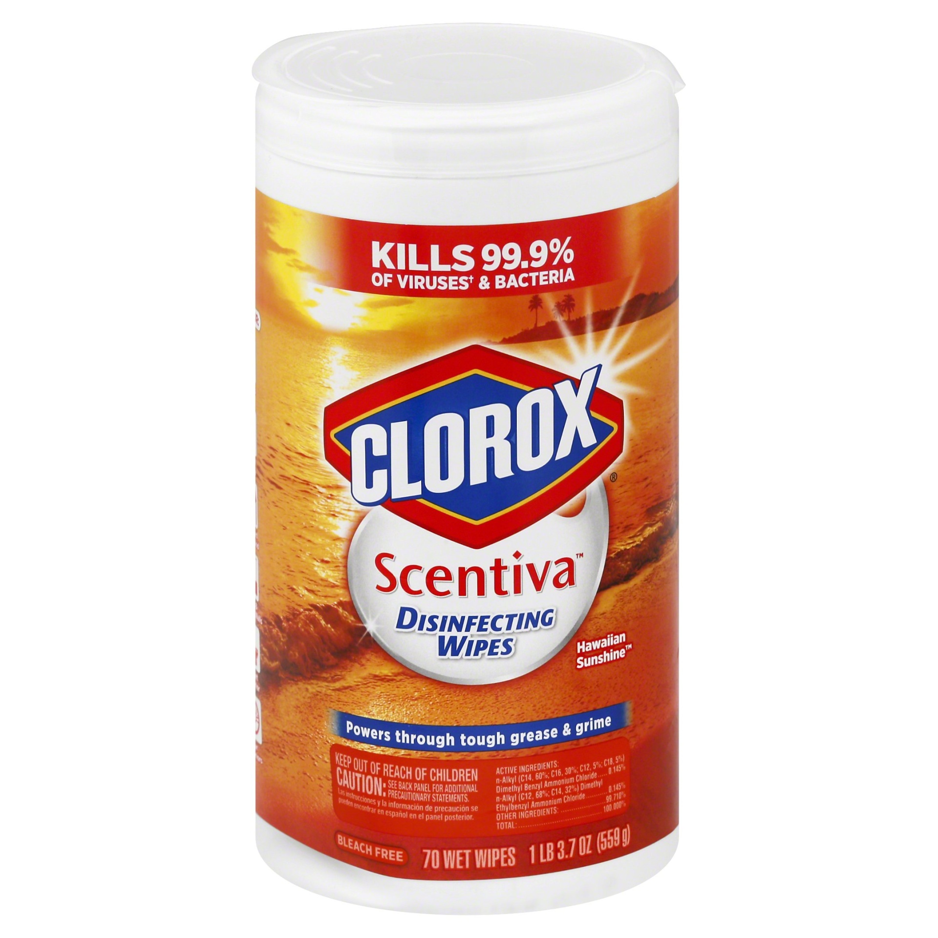 slide 1 of 1, Clorox Scentiva Disinfecting Wipes Hawaiian Sunshine, 70 ct