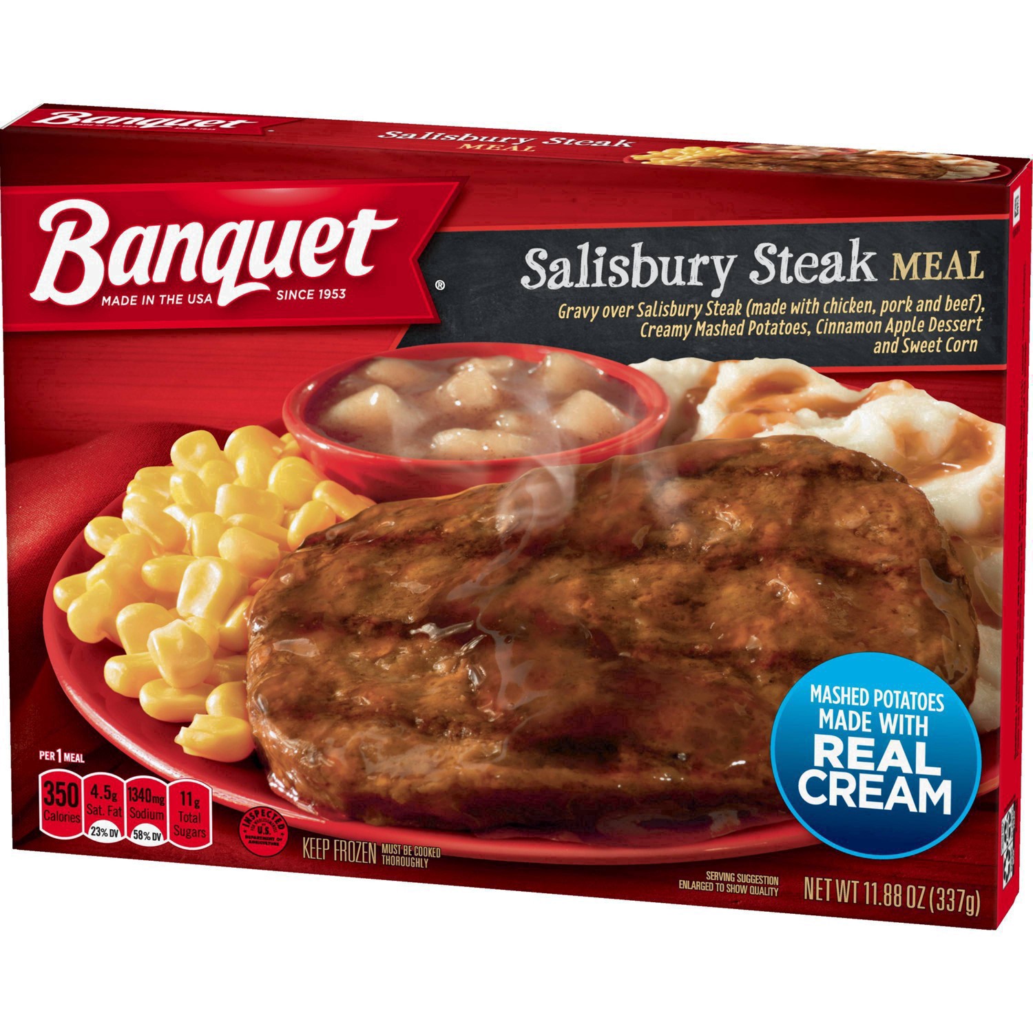 slide 10 of 28, Banquet Frozen Salisbury Steak Meal, 11.88 oz