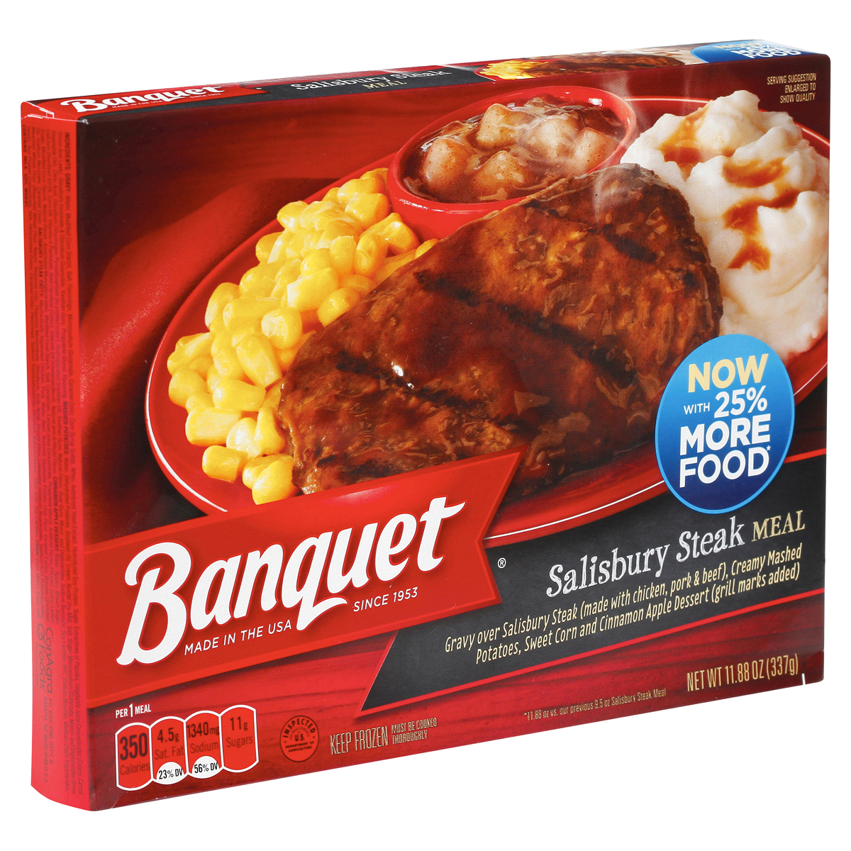 slide 6 of 28, Banquet Frozen Salisbury Steak Meal, 11.88 oz