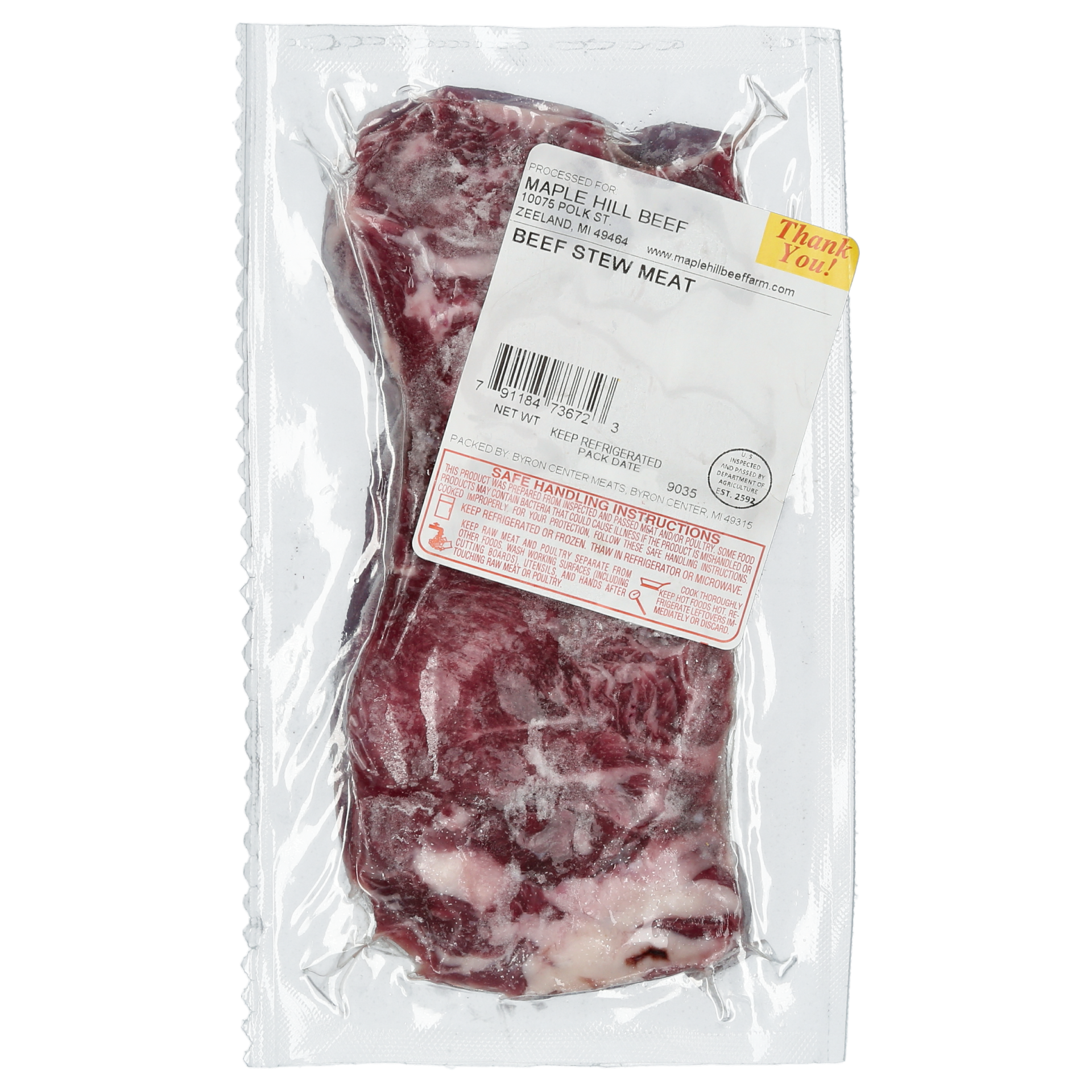 slide 1 of 1, Maple Hill Beef Stew Meat, 16 oz