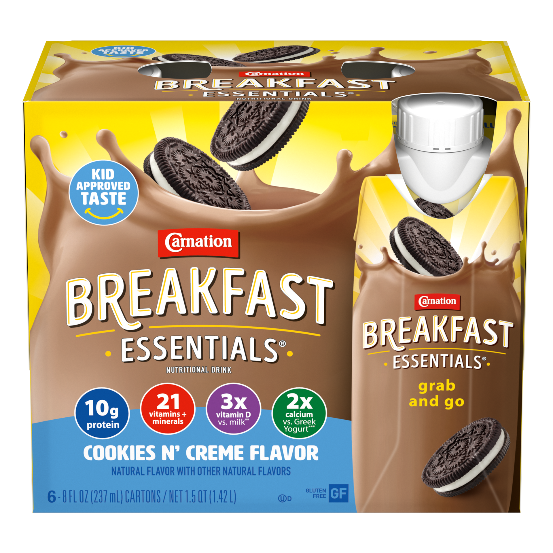 slide 1 of 5, Carnation Cookies & Cream Breakfast Essentials Nutritional Drink - 6 ct; 8 fl oz, 8 fl oz