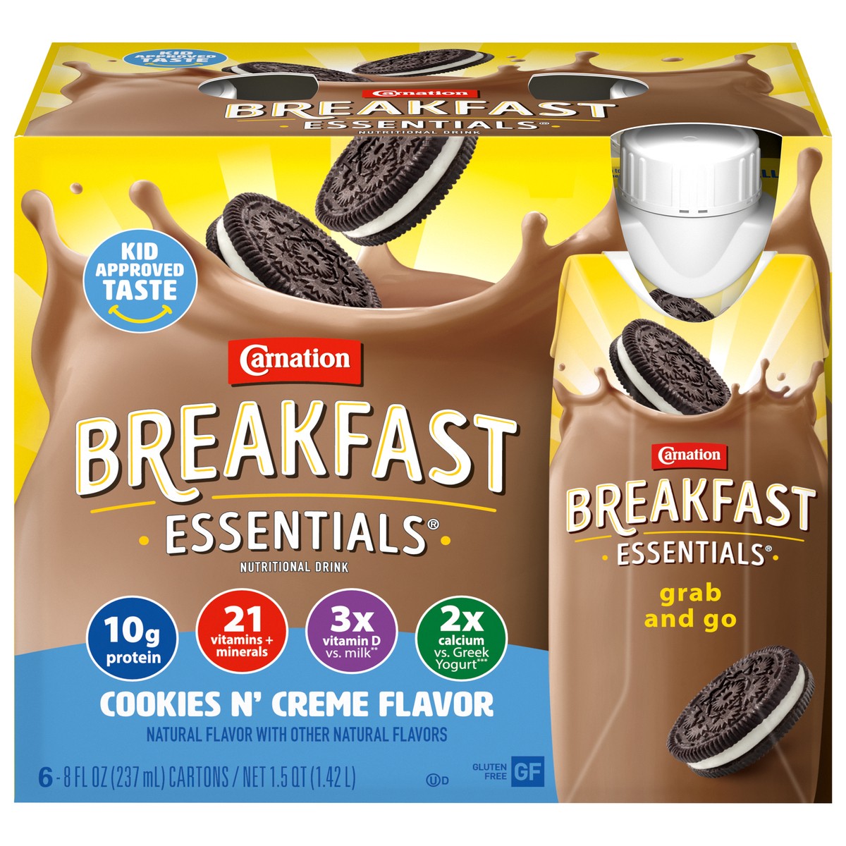 slide 1 of 5, Carnation Breakfast Essentials Cookies n' Creme Nutritional Drink 6 - 8 fl oz Cartons, 6 ct