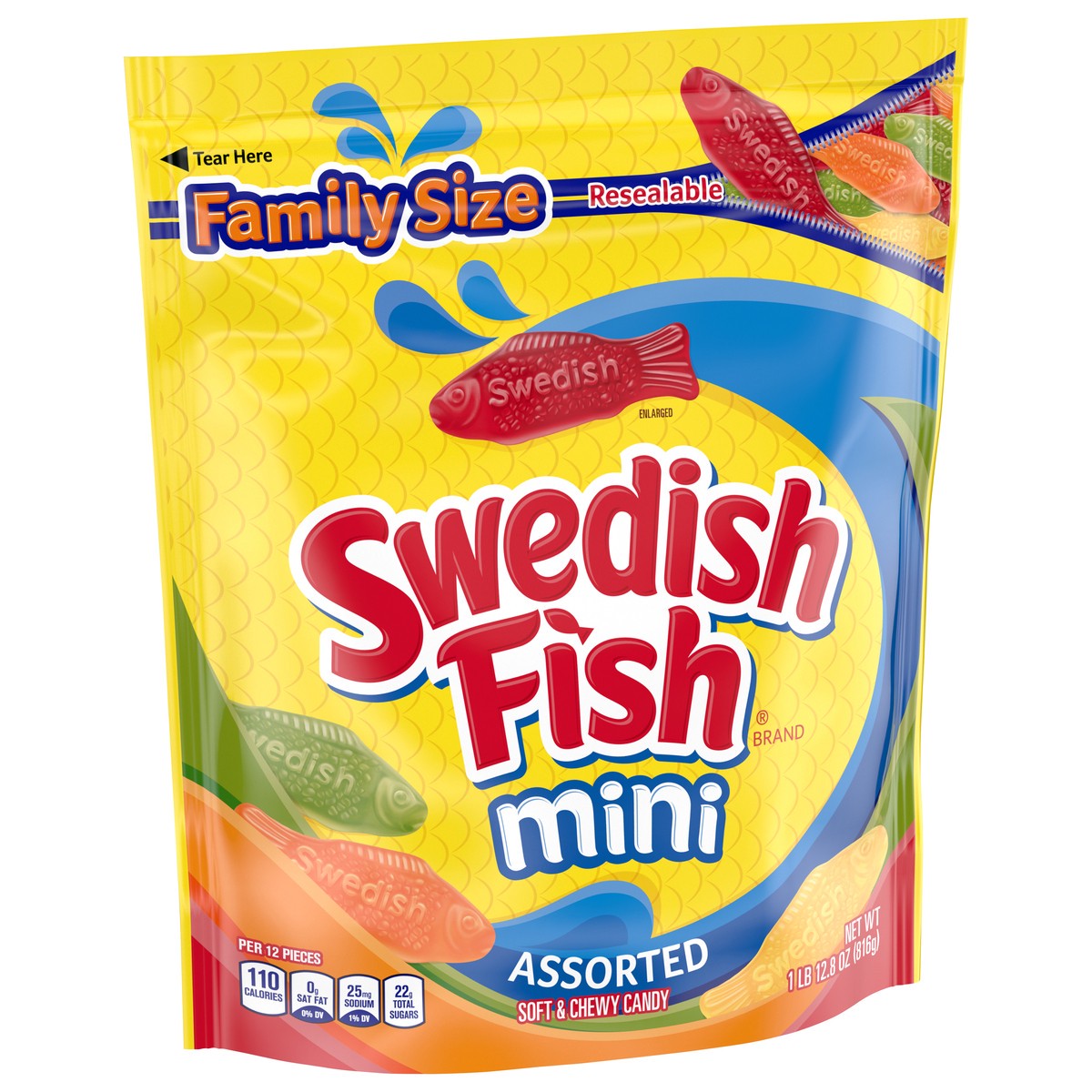 slide 3 of 11, Swedish Fish Candy Soft & Chewy Assorted Mini Family Size, 1.8 lb