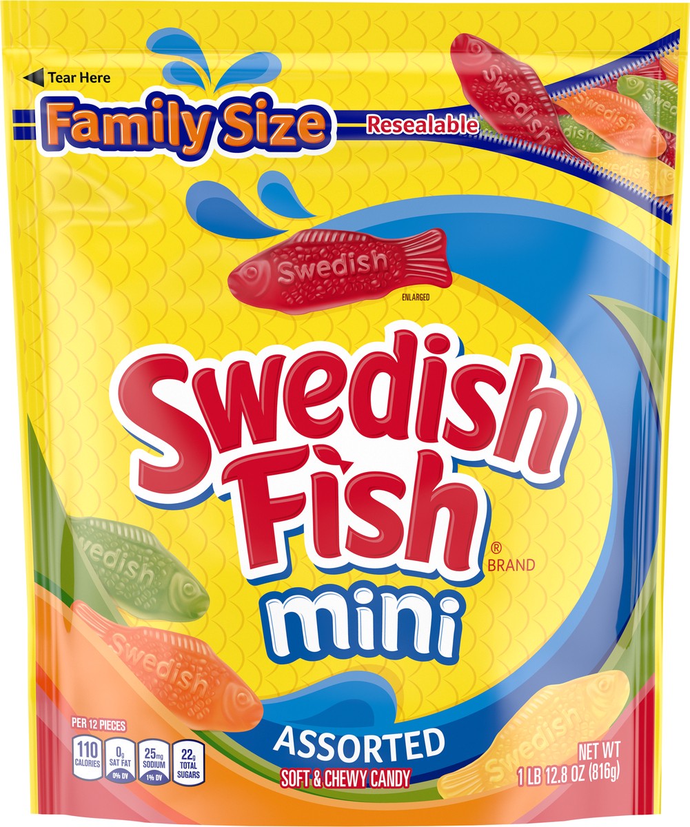 slide 10 of 11, Swedish Fish Candy Soft & Chewy Assorted Mini Family Size, 1.8 lb