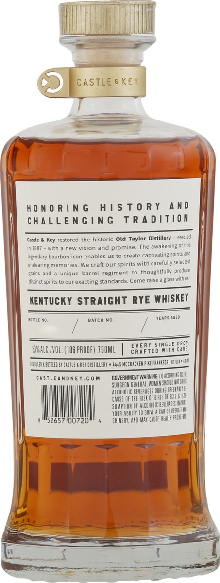 slide 3 of 9, Castle & Key Kentucky Straight Rye Whiskey 750 ml, 750 ml