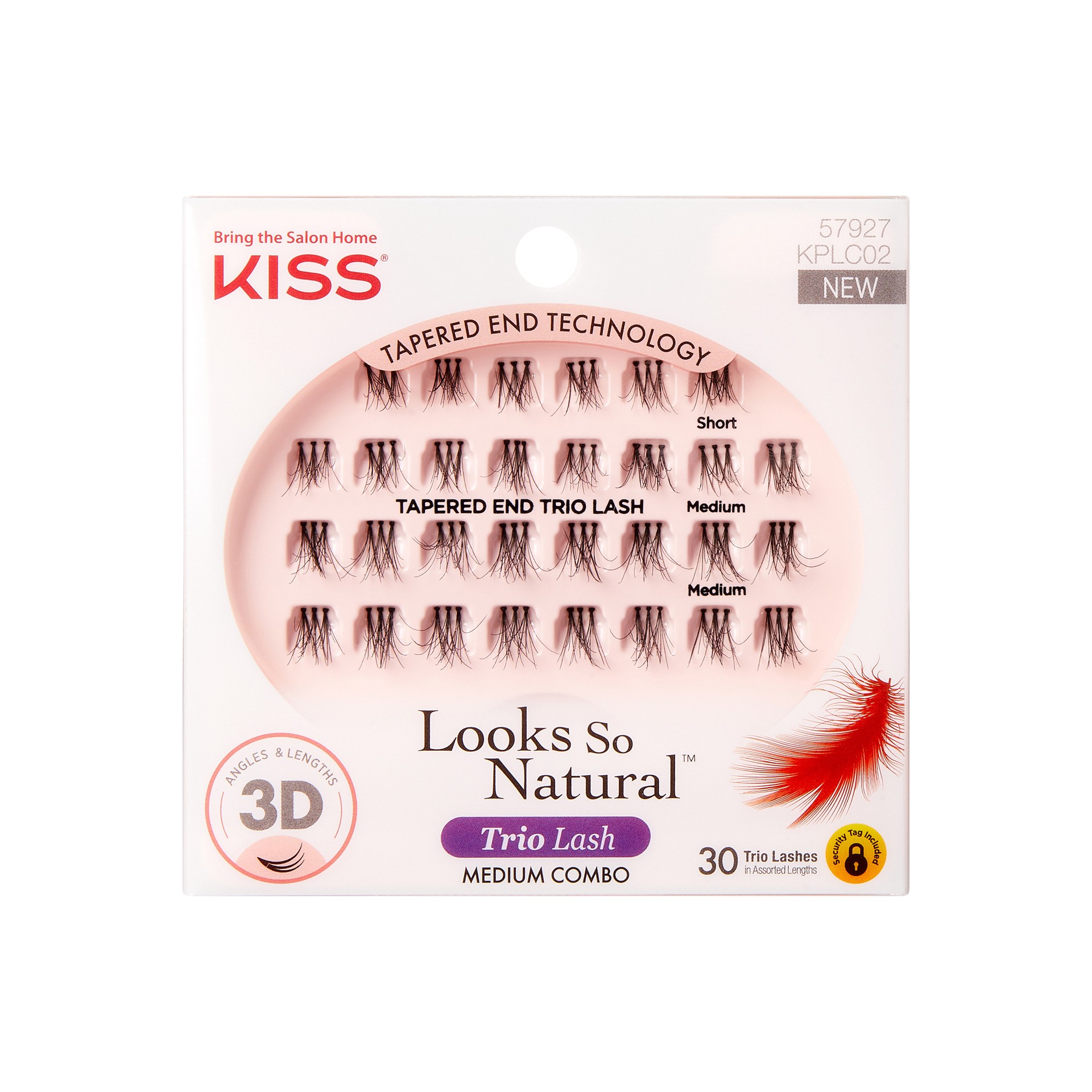 slide 1 of 5, KISS Looks So Natural Trio Lash Medium Combo Pack, False Eyelashes with Tapered End Technology, 3D Lengths & Angles, Easy Grip Tray with Built-In Glue Pocket, 30 Trio Lashes in Short & Medium Lengths, 30 ct