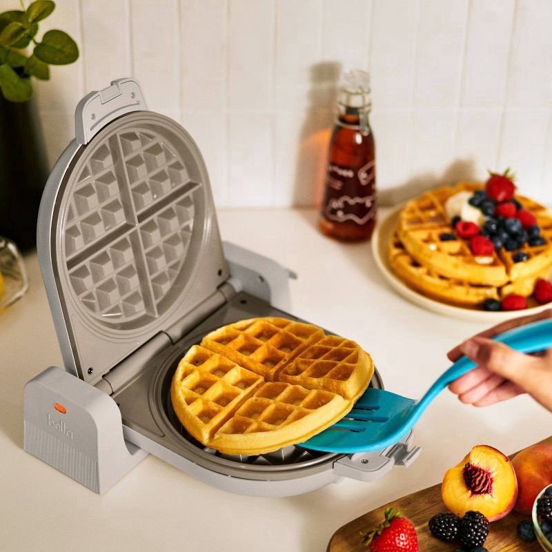 slide 2 of 13, bella Housewares bella Flip and Store Waffle Maker Oatmilk: Aluminum Cooking Surface, 1100W, Beige, Compact Design, 2-Year Warranty, 1 ct