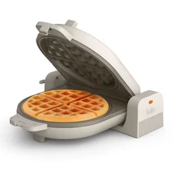 bella Housewares bella Flip and Store Waffle Maker Oatmilk: Aluminum Cooking Surface, 1100W, Beige, Compact Design, 2-Year Warranty