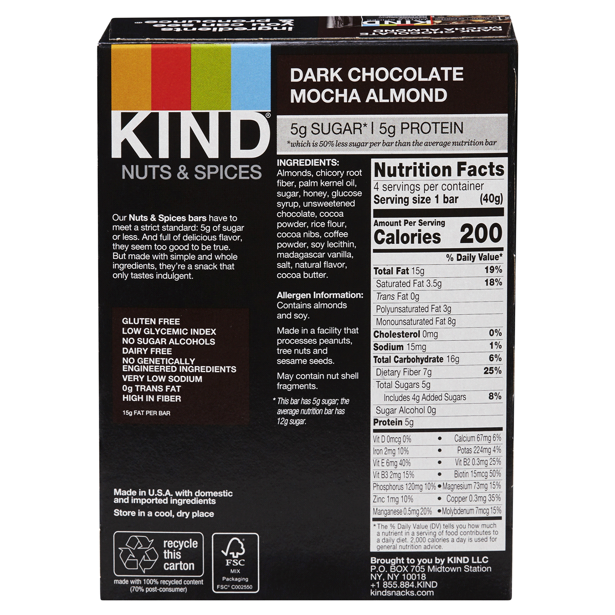 Kind Dark Chocolate Mocha Almond Nutrition Bars 4 ct Shipt